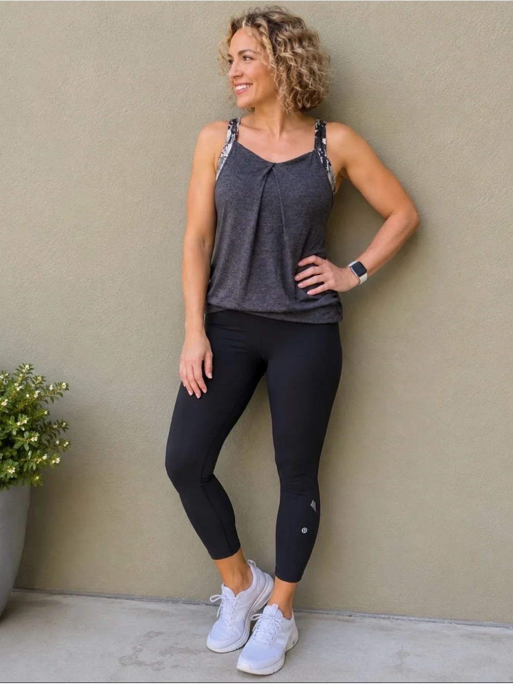 Lululemon Rest Less Tank Heathered Black/Flowabunga Black Angel Wing
